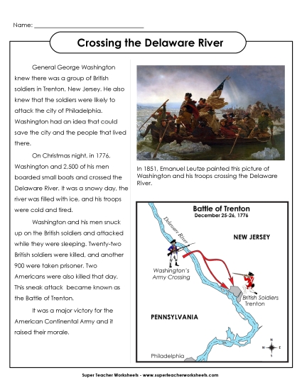 Worksheets and Activities - Crossing the Delaware Worksheets and Activities - Crossing the Delaware