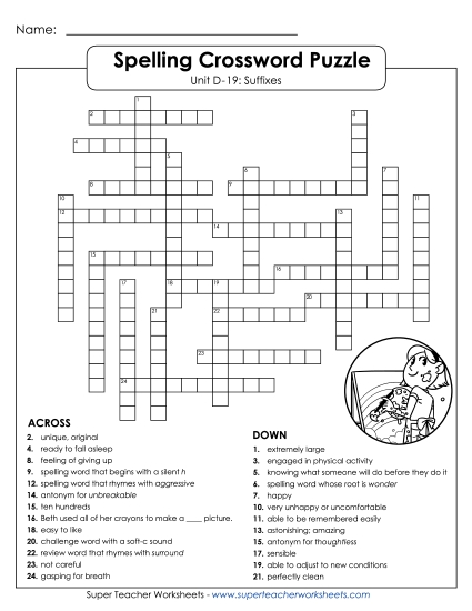 Worksheets - Crossword (D-19)