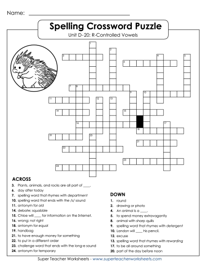 Worksheets - Crossword (D-20)