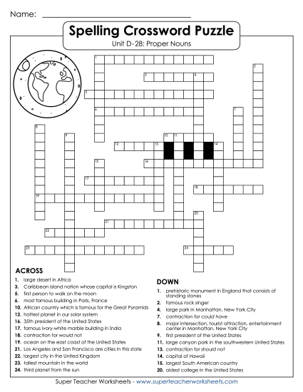 Worksheets - Crossword (D-28)