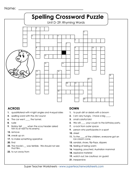 Worksheets - Crossword (D-29)