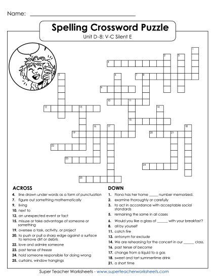 Worksheets - Crossword (D-8)