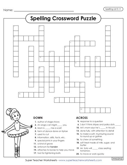Printable Worksheets - Crossword (E-11)