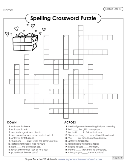 Printable Worksheets - Crossword (E-17)
