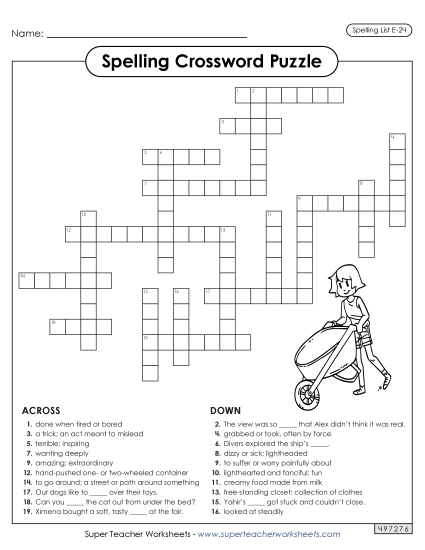 Printable Worksheets - Crossword (E-24)