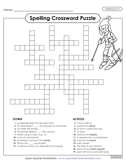 Worksheets and Puzzles - Crossword (E-3)