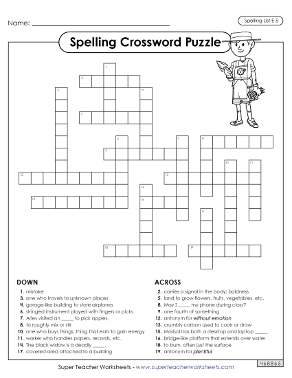 Printable Worksheets - Crossword (E-5)