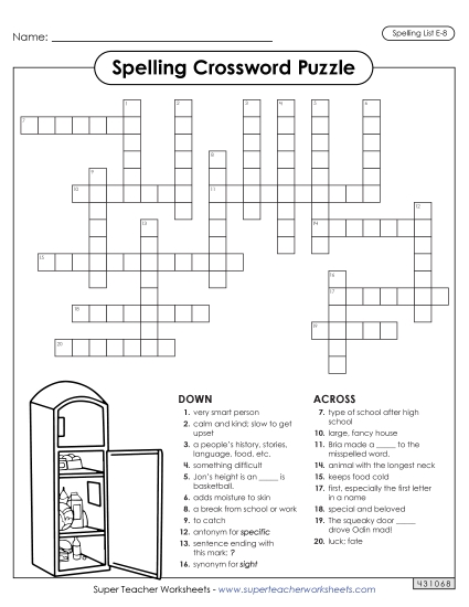 Printable Worksheets - Crossword (E-8)