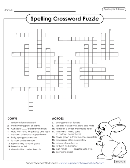 Worksheets and Puzzles - Crossword (Easter) 