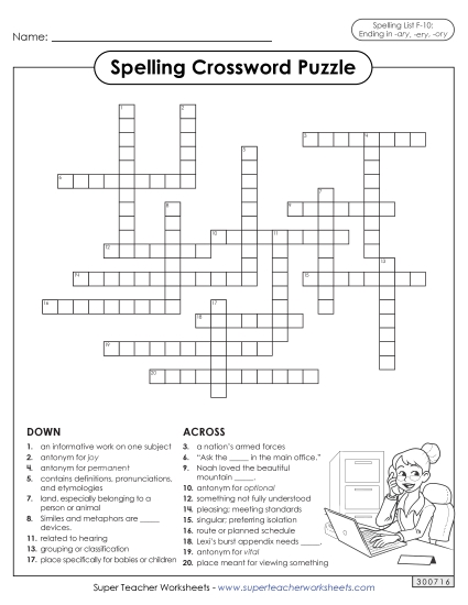 Worksheets and Puzzles - Crossword (F-10) Worksheets and Puzzles - Crossword (F-10)