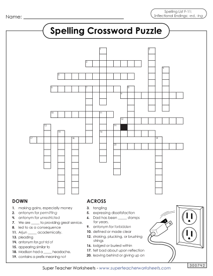 Worksheets and Puzzles - Crossword (F-11)