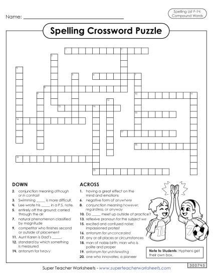 Worksheets and Puzzles - Crossword (F-14) Worksheets and Puzzles - Crossword (F-14)
