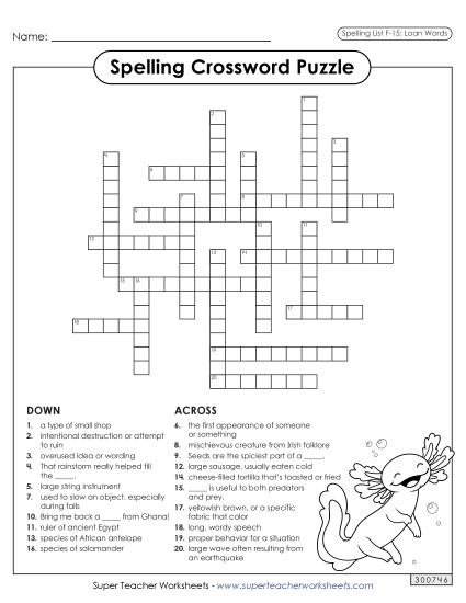 Worksheets and Puzzles - Crossword (F-15) Worksheets and Puzzles - Crossword (F-15)
