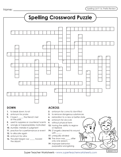 Worksheets and Puzzles - Crossword (F-16) Worksheets and Puzzles - Crossword (F-16)