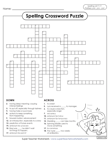 Worksheets and Puzzles - Crossword (F-17)