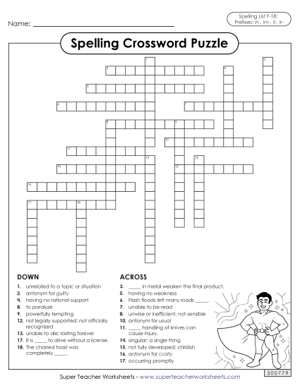 Worksheets and Puzzles - Crossword (F-18) Worksheets and Puzzles - Crossword (F-18)