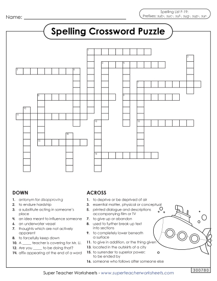 Worksheets and Puzzles - Crossword (F-19) Worksheets and Puzzles - Crossword (F-19)