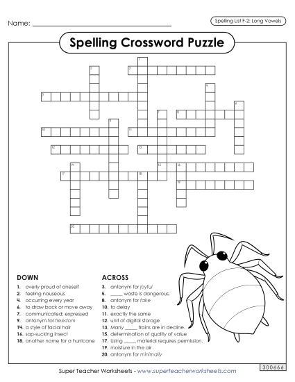 Worksheets and Puzzles - Crossword (F-2) Worksheets and Puzzles - Crossword (F-2)