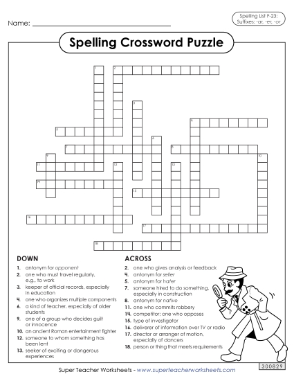 Worksheets and Puzzles - Crossword (F-23)