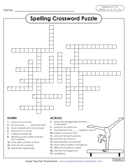 Worksheets and Puzzles - Crossword (F-25)