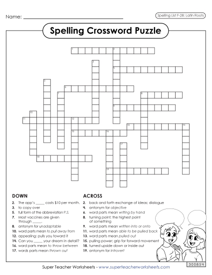 Worksheets and Puzzles - Crossword (F-28) Worksheets and Puzzles - Crossword (F-28)