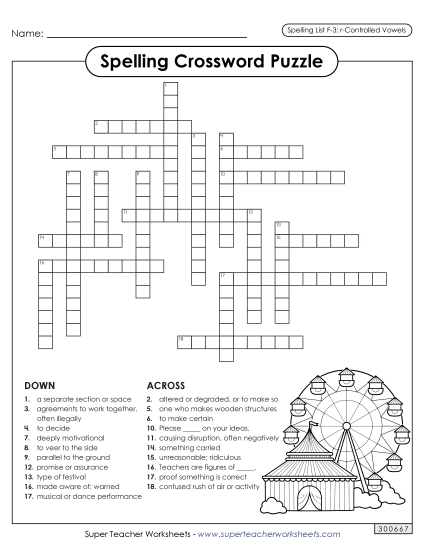 Worksheets and Puzzles - Crossword (F-3) 