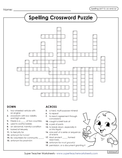 Worksheets and Puzzles - Crossword (F-5)