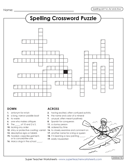 Worksheets and Puzzles - Crossword (F-6)