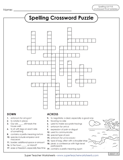 Worksheets and Puzzles - Crossword (F-8) Worksheets and Puzzles - Crossword (F-8)