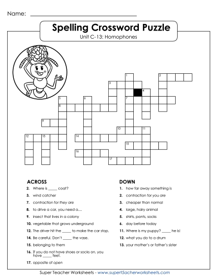 Worksheets - Crossword Puzzle (C-13)