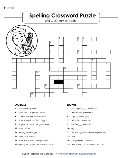 Worksheets - Crossword Puzzle (C-20) Worksheets - Crossword Puzzle (C-20)