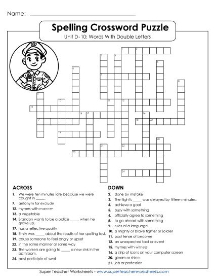 Worksheets - Crossword Puzzle (D-10) Worksheets - Crossword Puzzle (D-10)