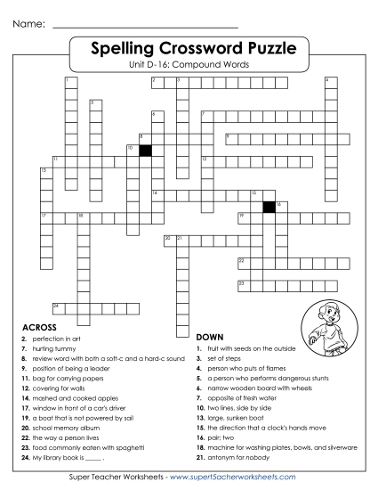 Worksheets - Crossword Puzzle (D-16)