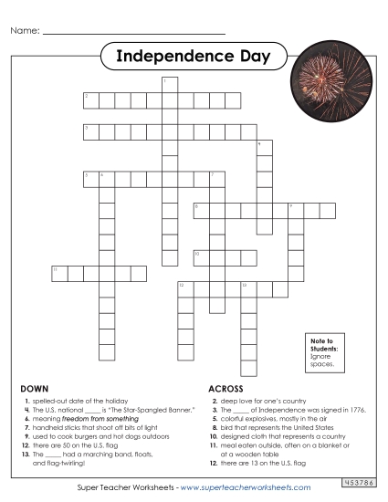 Puzzles & Crafts - Crossword Puzzle