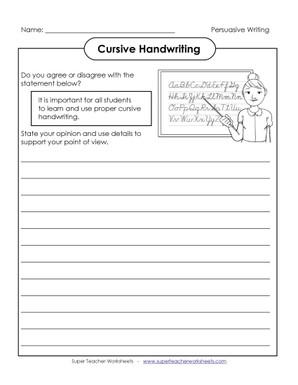 Persuasive Writing Topics - Cursive Handwriting