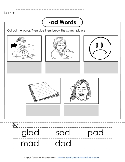 Worksheets - Cut and Glue (-ad)