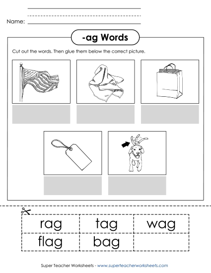 Worksheets - Cut and Glue (-ag)