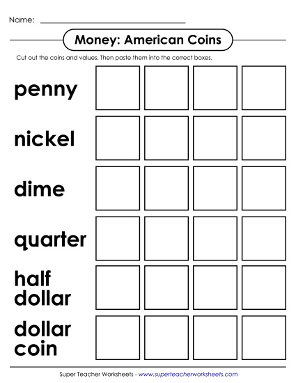 All Coins (Incl. Half Dollars & Dollars) - Cut and Glue: All Coins