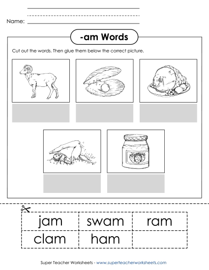 Worksheets - Cut and Glue (-am)