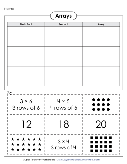 Multiplication Arrays - Cut-and-Glue Array Table Multiplication Arrays - Cut-and-Glue Array Table