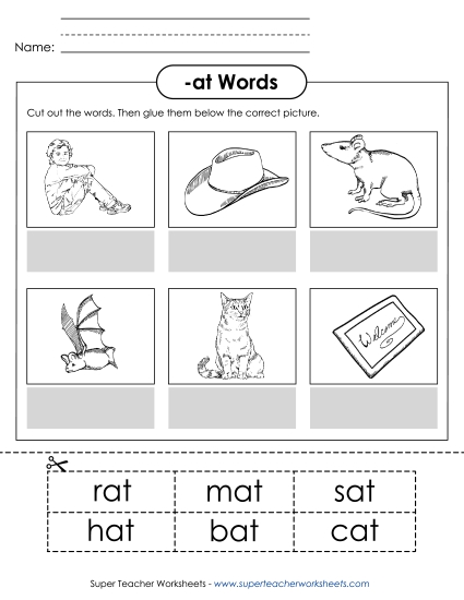 Worksheets - Cut and Glue (-at)