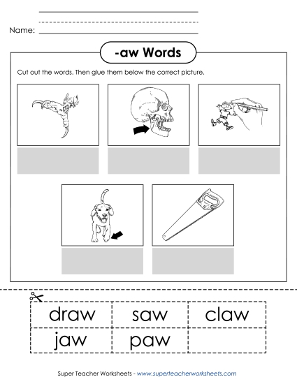 Worksheets - Cut and Glue (-aw)
