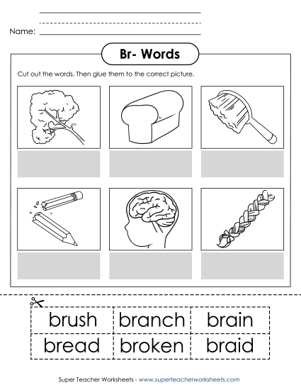 Cut and Glue Activities - Cut-and-Glue (Br- Words) Cut and Glue Activities - Cut-and-Glue (Br- Words)