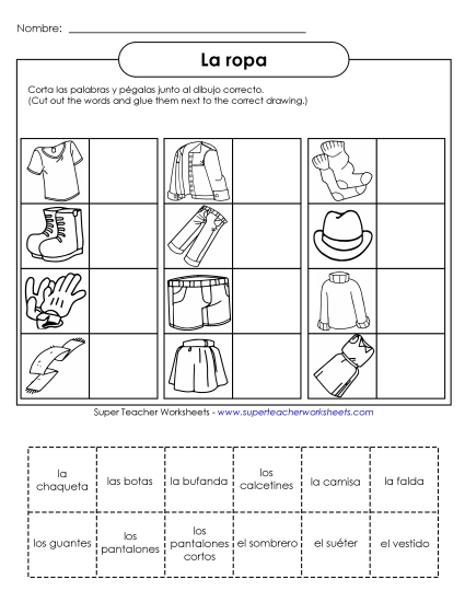 Clothing (Las ropas) - Cut-and-Glue: Clothes