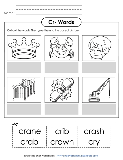 Cut and Glue Activities - Cut and Glue (Cr- Words) Cut and Glue Activities - Cut and Glue (Cr- Words)