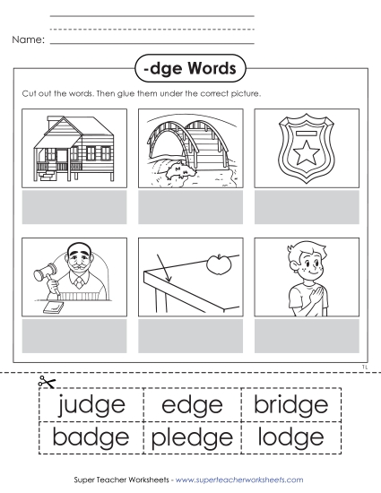 Cut-and-Glue Activities - Cut and Glue (-dge Words) Cut-and-Glue Activities - Cut and Glue (-dge Words)