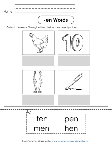 Worksheets - Cut and Glue (-en)