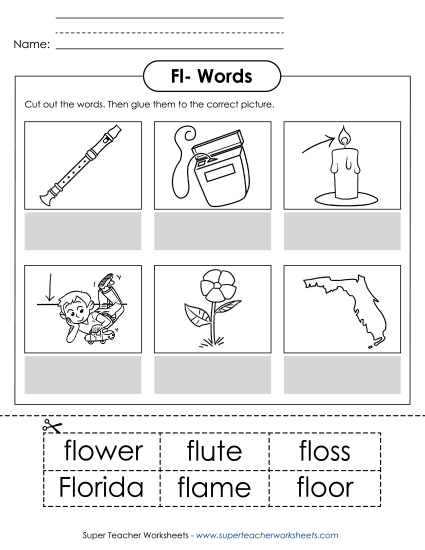 Cut and Glue Activities - Cut and Glue (Fl- Words) Cut and Glue Activities - Cut and Glue (Fl- Words)