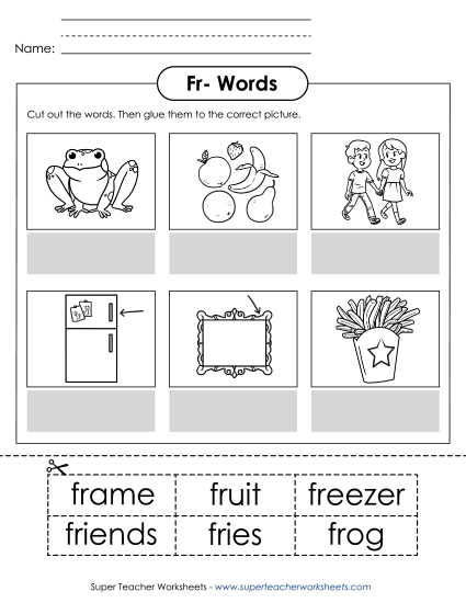 Cut and Glue Activities - Cut and Glue (Fr- Words)