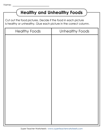 Healthy vs. Unhealthy - Cut-and-Glue: Healthy vs. Unhealthy Healthy vs. Unhealthy - Cut-and-Glue: Healthy vs. Unhealthy
